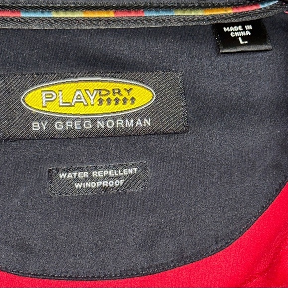 Greg Norman Golf Jacket Pullover 1/3 Zip Windproof Sz Large Red Water Repellent - Picture 9 of 12
